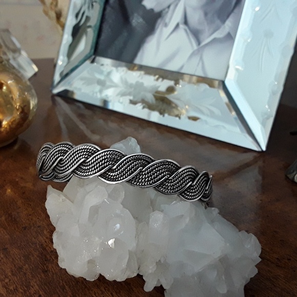 Other - VTG. STERLING UNISEX SOLID ANTIQUED BRAIDED CUFF